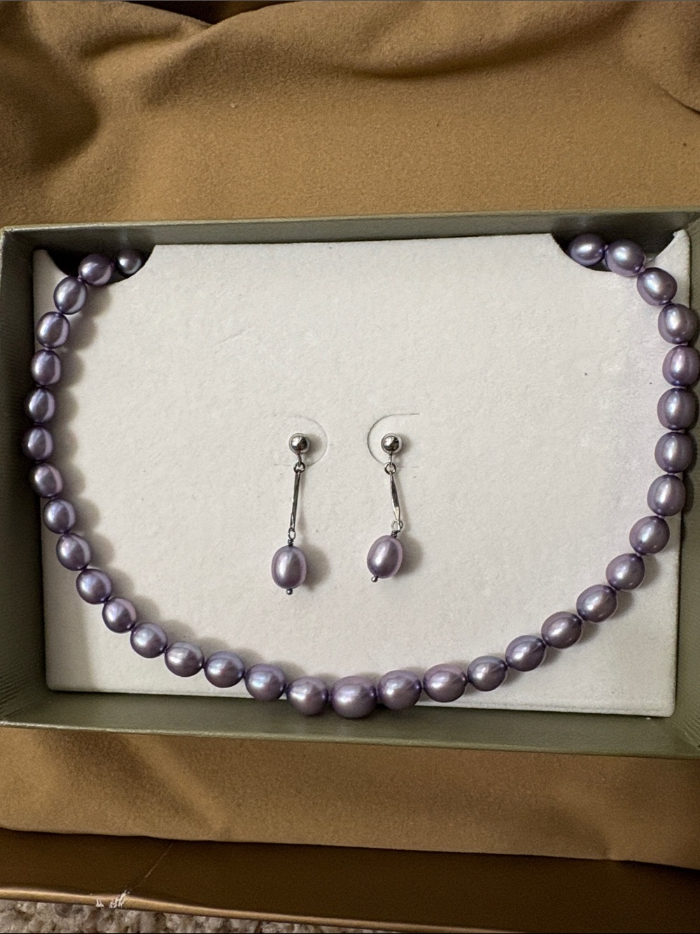 Honora Lavender Pearl Necklace with Drop Pearl Earrings